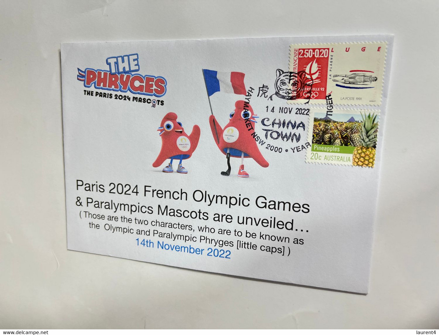 (4 M 17) France 2024 - Paris Olympic & Paralympics Games Mascots Unveilled - Phryges (with France Olympic Luge Stamp) - Estate 2024 : Parigi