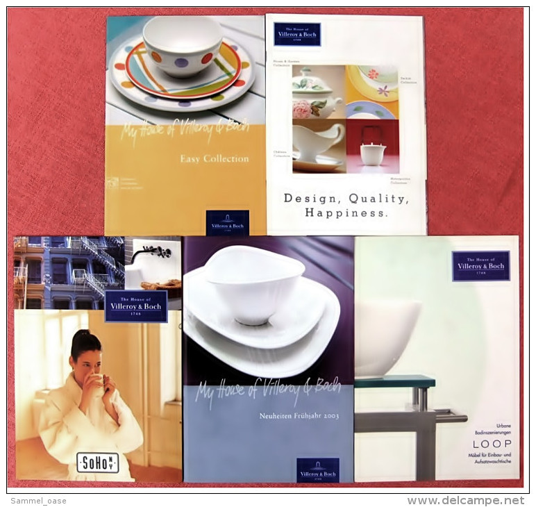 5 X Villeroy & Boch Prospekt Ca. 2003  -  Sohony Waschbecken - Loop Möbel Waschtische  - Geschirr Easy Collection - Catalogues