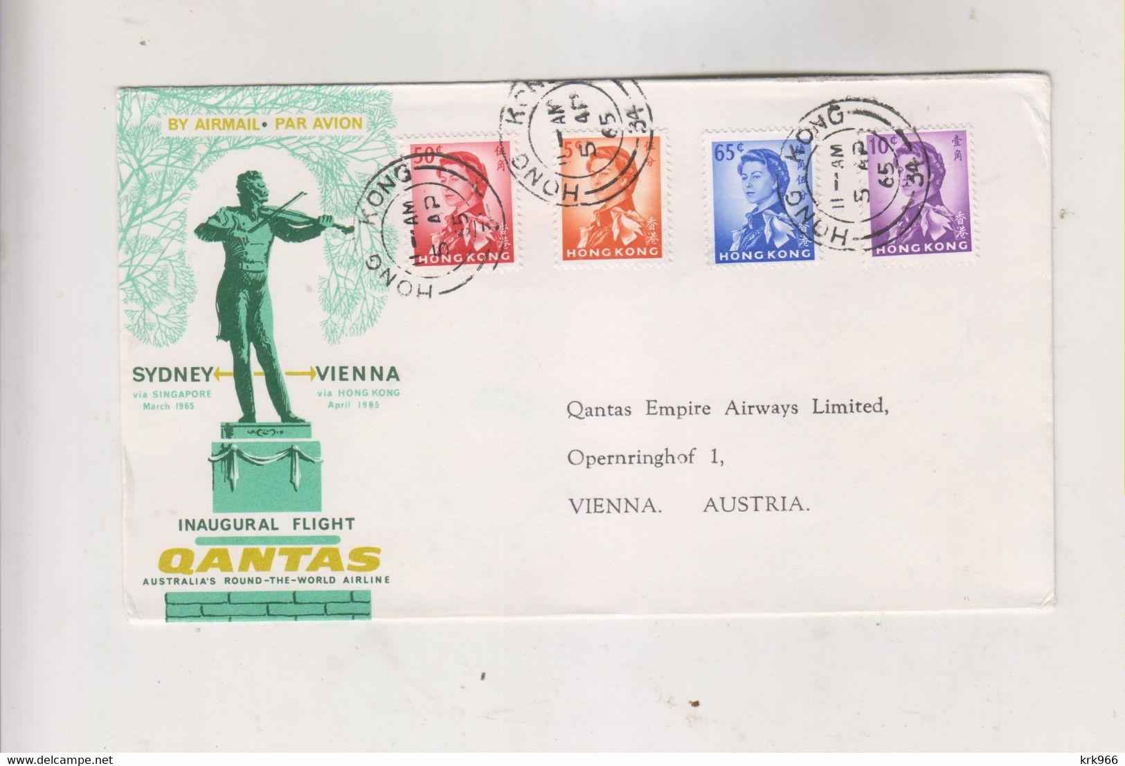 HONG KONG 1965  Airmail  Cover To Austria - Cartas & Documentos