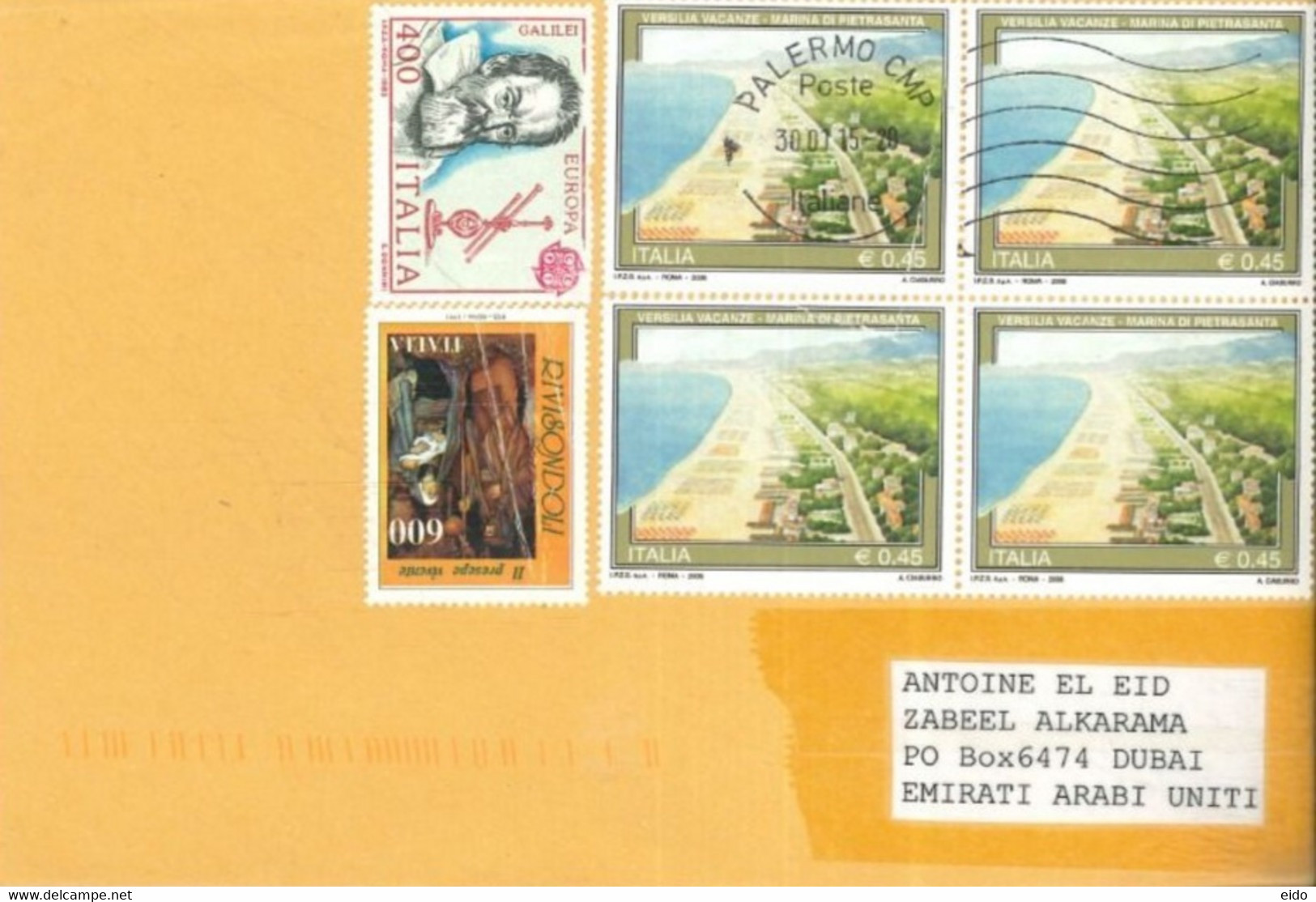 ITALY  - STAMPS  COVER TO DUBAI.. - Lotti E Collezioni