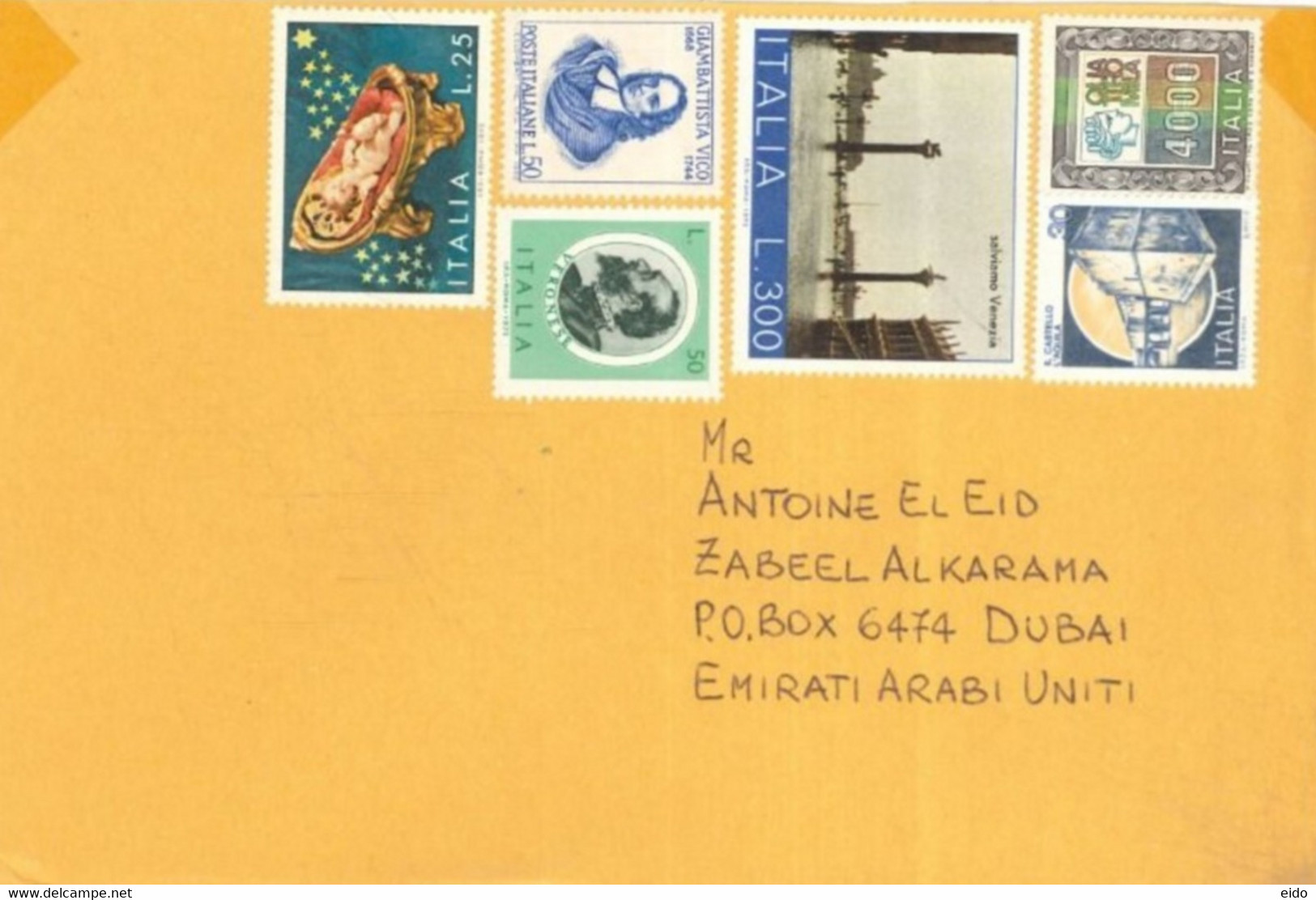 ITALY  - STAMPS  COVER TO DUBAI.. - Lotti E Collezioni