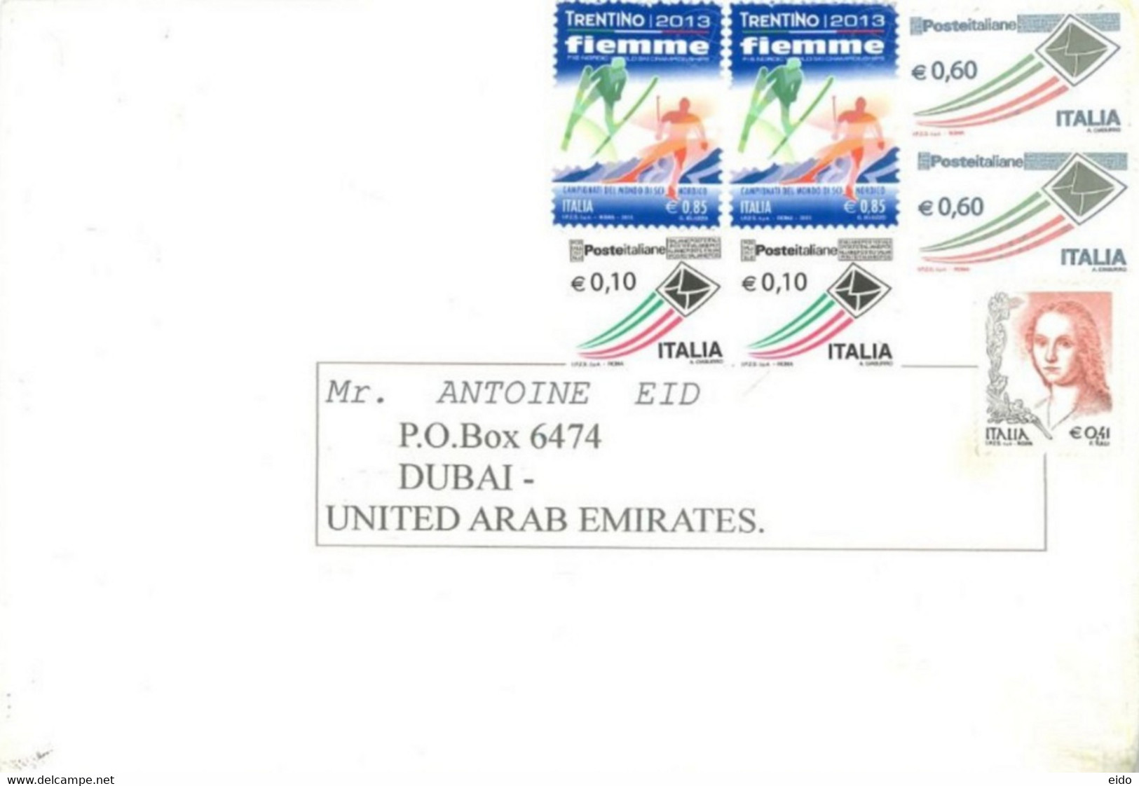 ITALY  - STAMPS  COVER TO DUBAI.. - Lotti E Collezioni