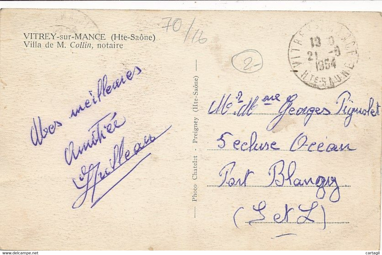 CPA -29096-70 (Haute Saône)-Vitrey Sur Mance-Villa De M.Collin, Notaire-Envoi Gratuit - Vitrey-sur-Mance