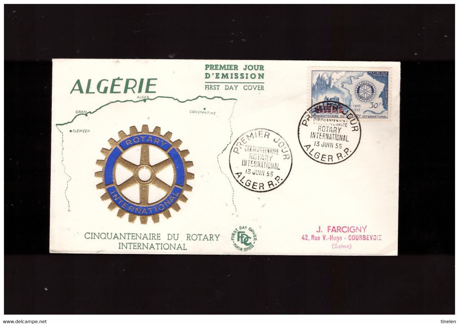 Algeria 13 6 1955 Fdc Rotary - FDC