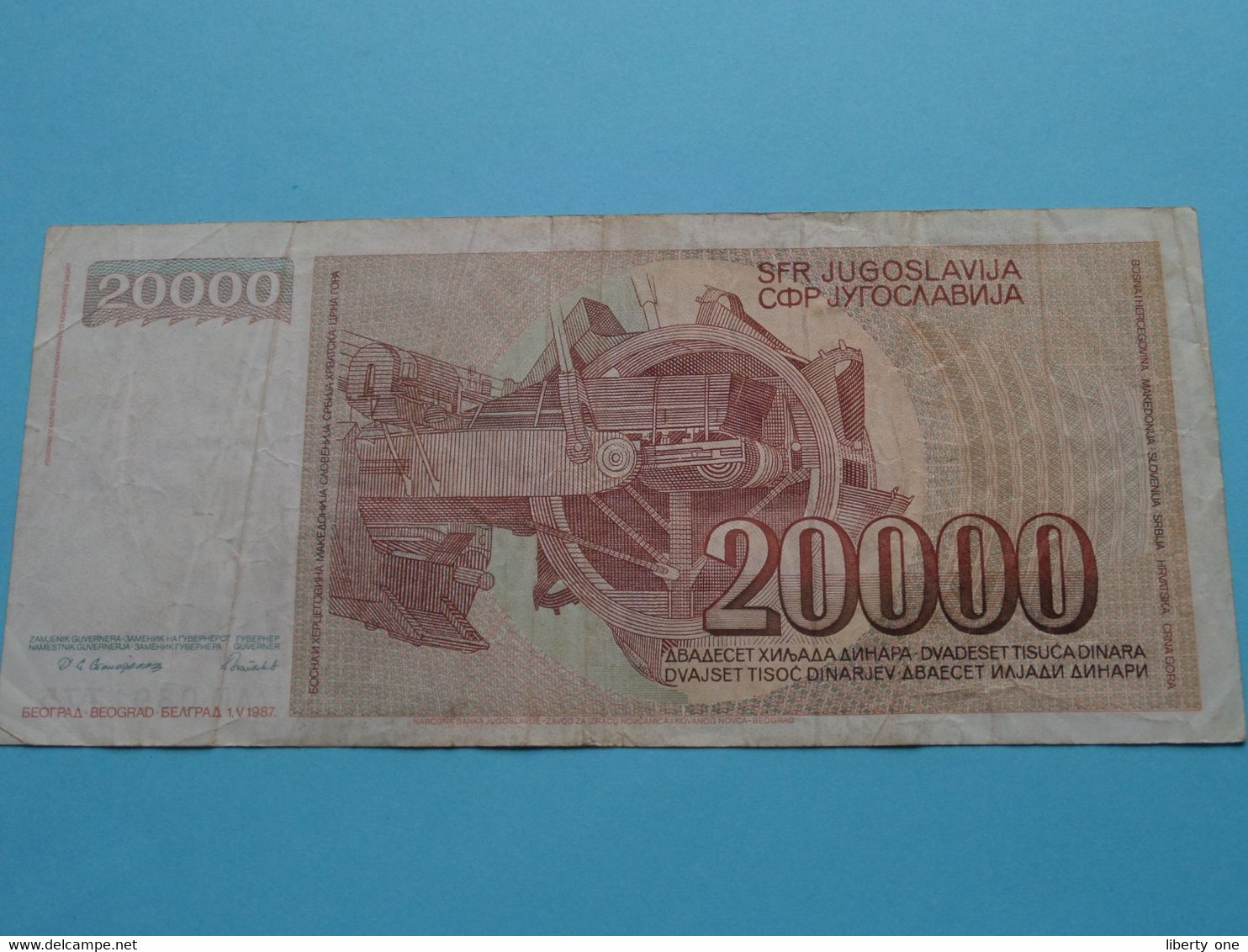 20.000 Dinara 1/5/1987 / AD 0891775 ( For Grade, Please See SCANS ) Circulated ! - Yugoslavia