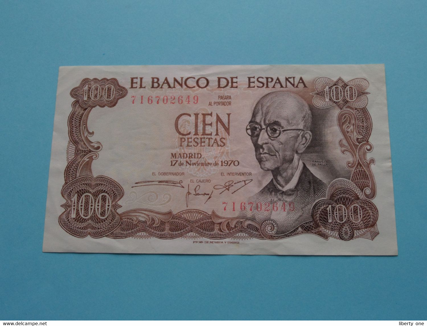 100 Pesetas 17/11/1970 ( 716702649 ) > ( For Grade, Please See SCANS ) Circulated ! - 100 Pesetas