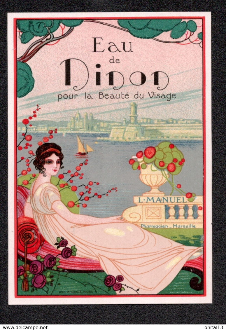 ETIQUETTE / EAU DE NINON POUR LA BEAUTE DU VISAGE / L MANUEL PHARMACIEN MARSEILLE / EN FOND VIEUX PORT  D1548 - Labels