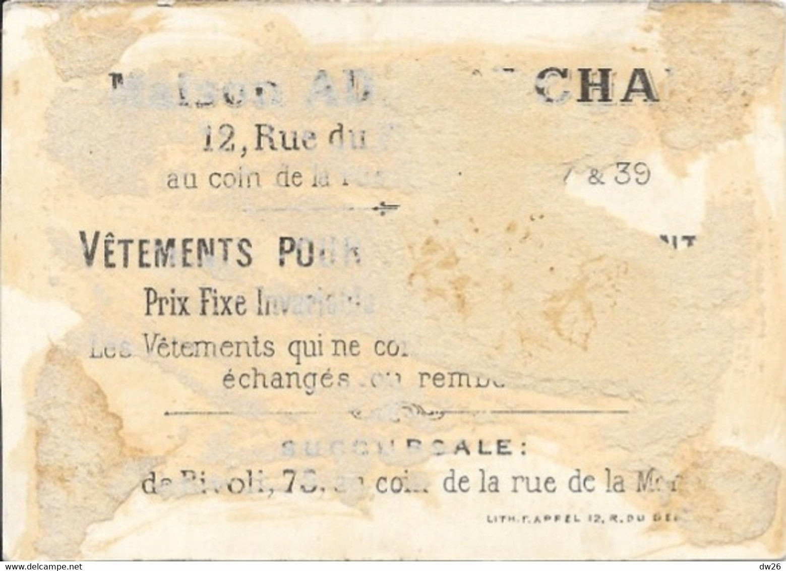 Chromo Ad. Godchau, Faubourg Montmartre, Paris - Vêtements Pour Hommes Et Enfants, Fillette En Robe - Sonstige & Ohne Zuordnung