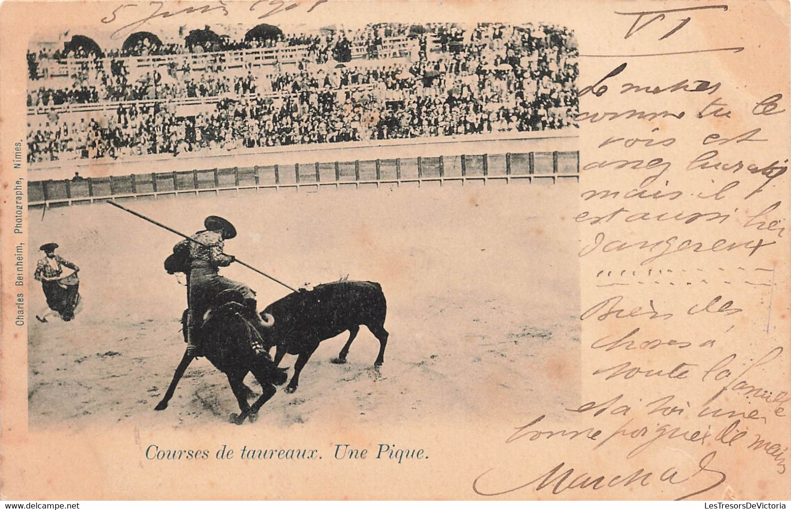 CPA CORRIDA - Courses De Taureaux - Une Pique - Charles Bernheim - 1901 - Carte Precurseur - Corrida