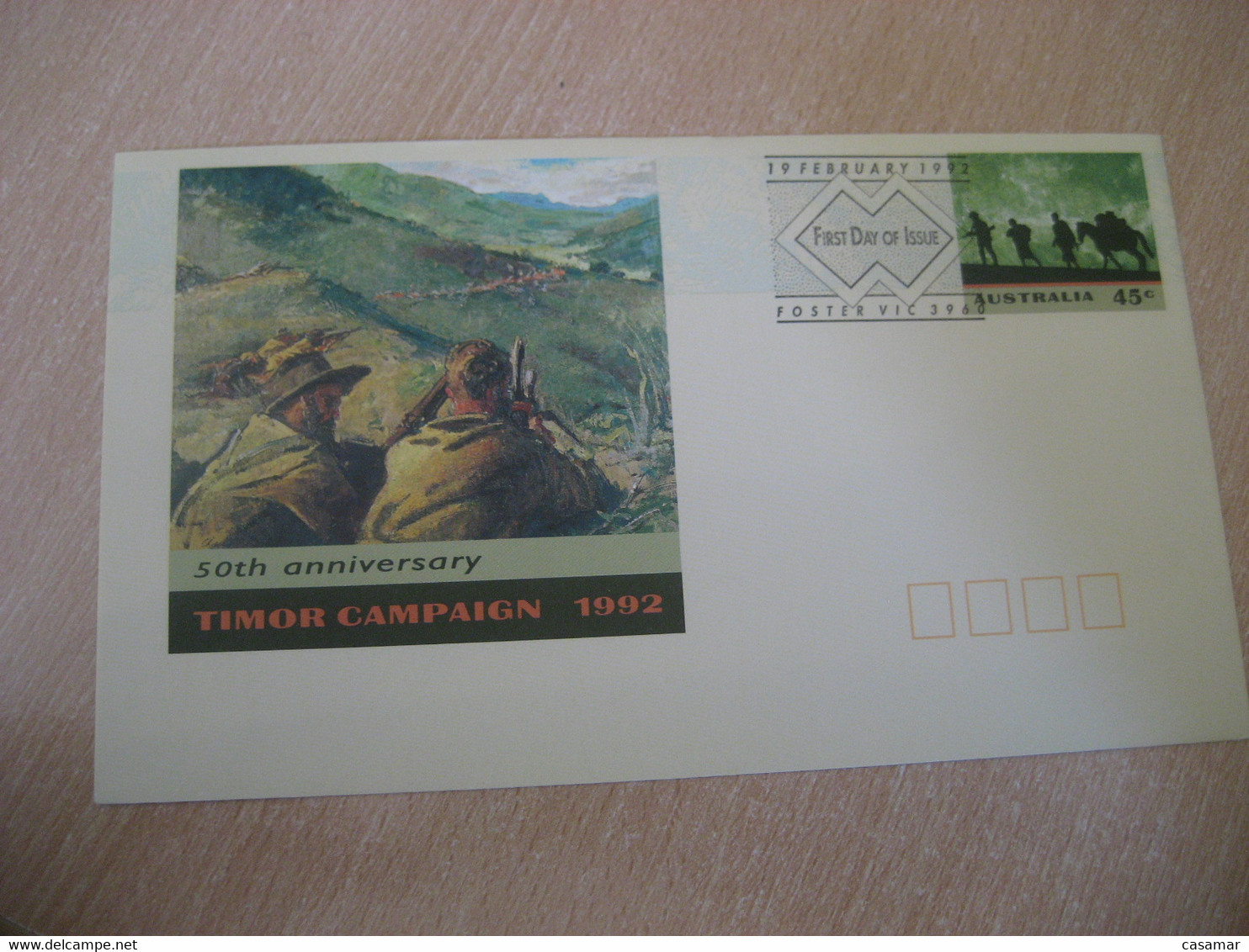 TIMOR CAMPAIGN 50th Anv. WW2 History Military FOSTER 1992 FDC Cancel Postal Stationery Cover AUSTRALIA - Oost-Timor