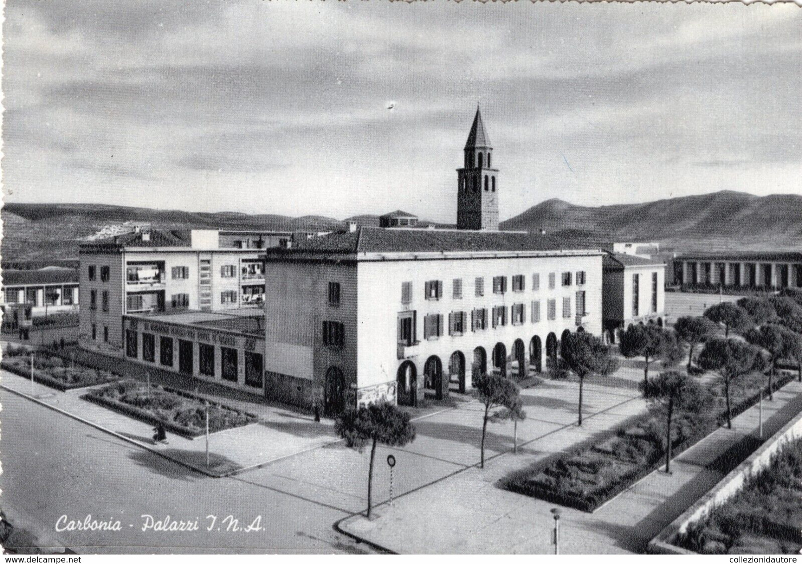 CARBONIA - CARTOLINA FG SPEDITA ANNI 50 - PALAZZO I.N.A. - Carbonia