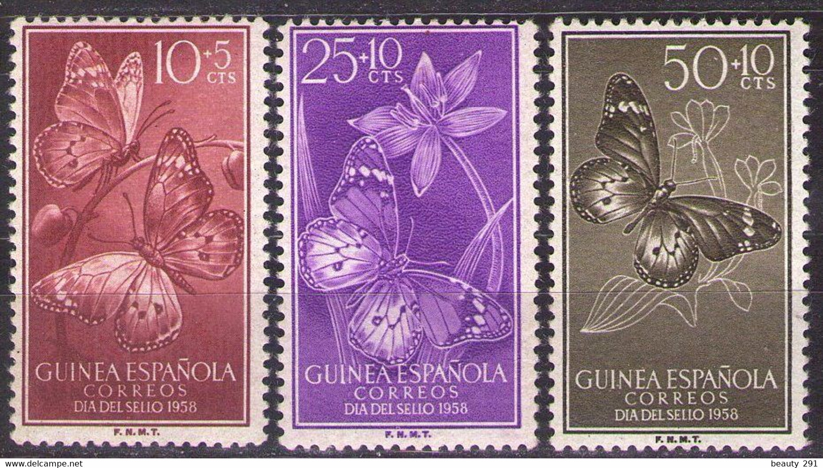 SPANISH GUINEA Mi 388-390 MNH** Butterflies - Guinea Española