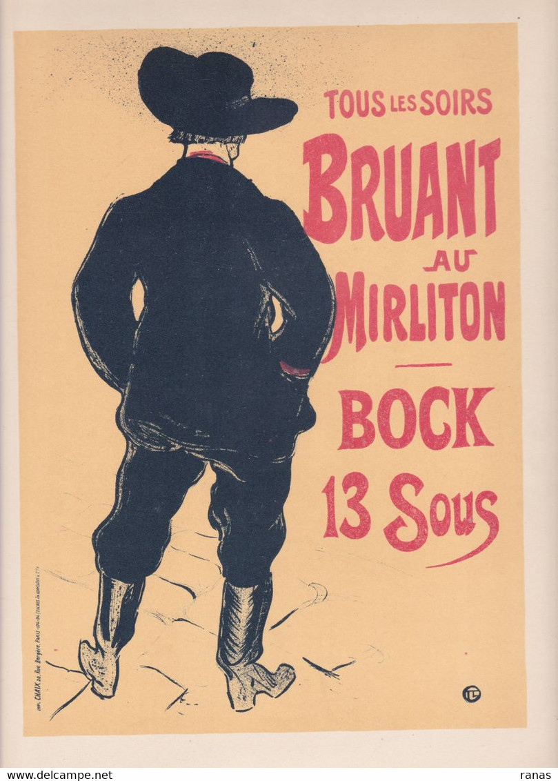 Affiche Lithographie Toulouse Lautrec Art Nouveau Style Les Maitres De L'affiche Aristide Bruant - Afiches