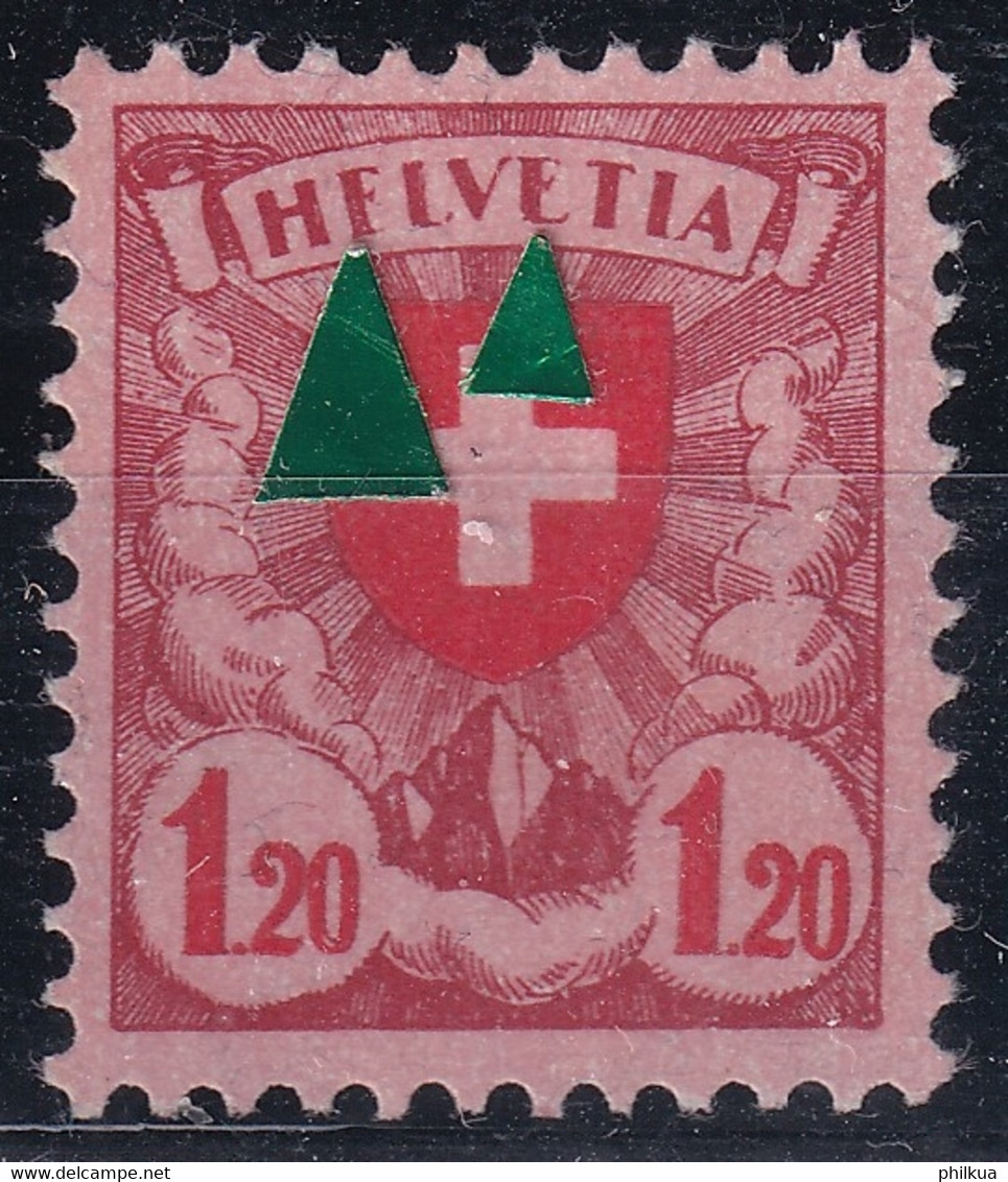 164.Pf / Michel 195xl Abart - F Statt Erstes E In HELVETIA "HFLVETIA" - Ungebraucht/(*) Ohne Gummi - Errors & Oddities