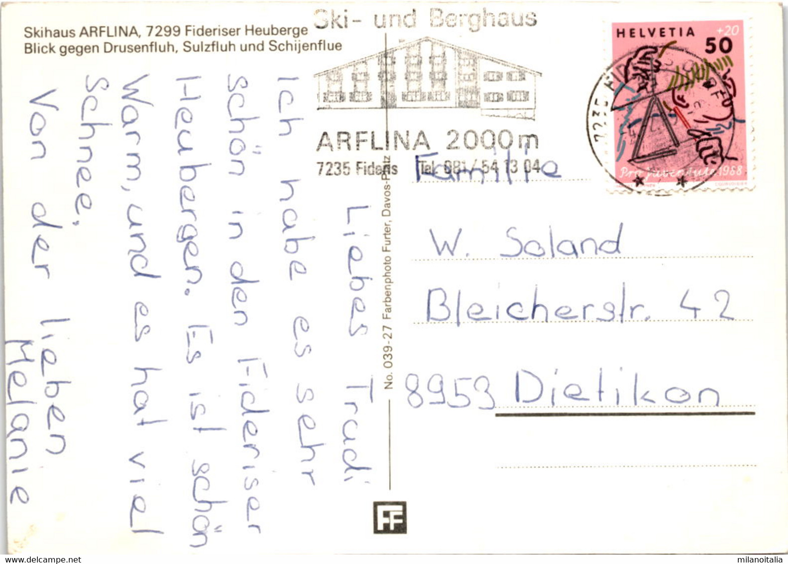 Skihaus Arflina - Fideriser Heuberge (039-27) * 4. 2. 1989 - Fideris