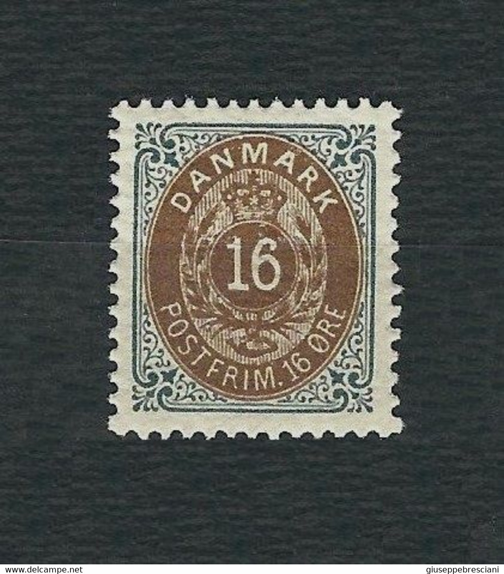 DANIMARCA 1895 - Cifra E Stemma In Doppio Ovale - 16 ö Grigio E Bruno - MNH - Un 26 B - Ungebraucht