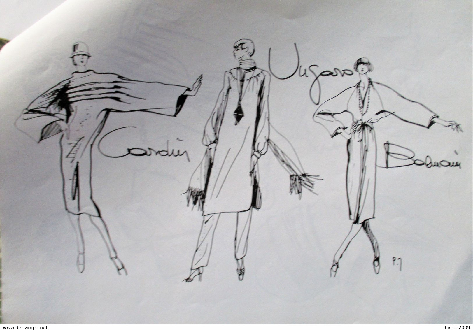 Dessins Croquis MODE Hiver 75 - Dossier Presse 8 feuillets signés - HAUTE Couture GIVENCHY SAINT LAURENT UNGARO