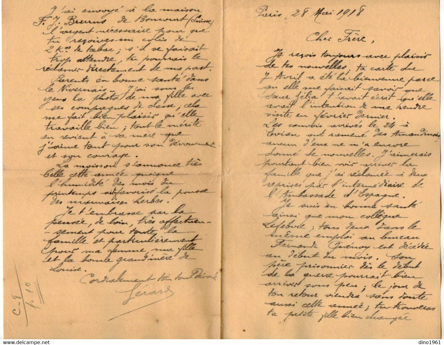 VP21.199 - PARIS 1917- Lettre & Mandat Poste BURRUS à BONCOURT / Envoi 1 Colis De Tabac Au Prisonnier LESSART à MESCHEDE - Documents