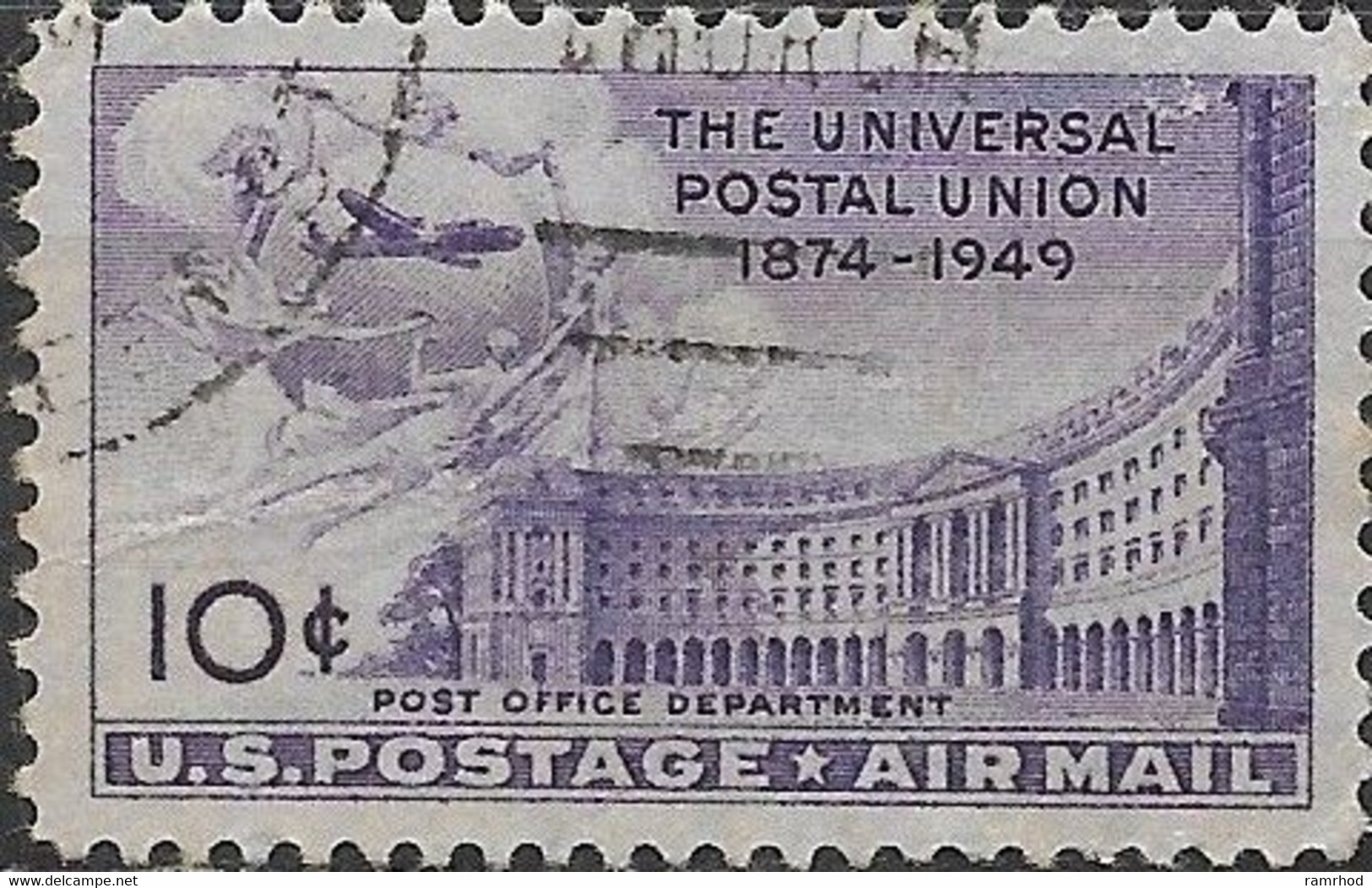 USA 1949 Air. 75th Anniversary Of UPU - 10c - UPU Monument, Bern And PO Department, Washington FU - 2a. 1941-1960 Used