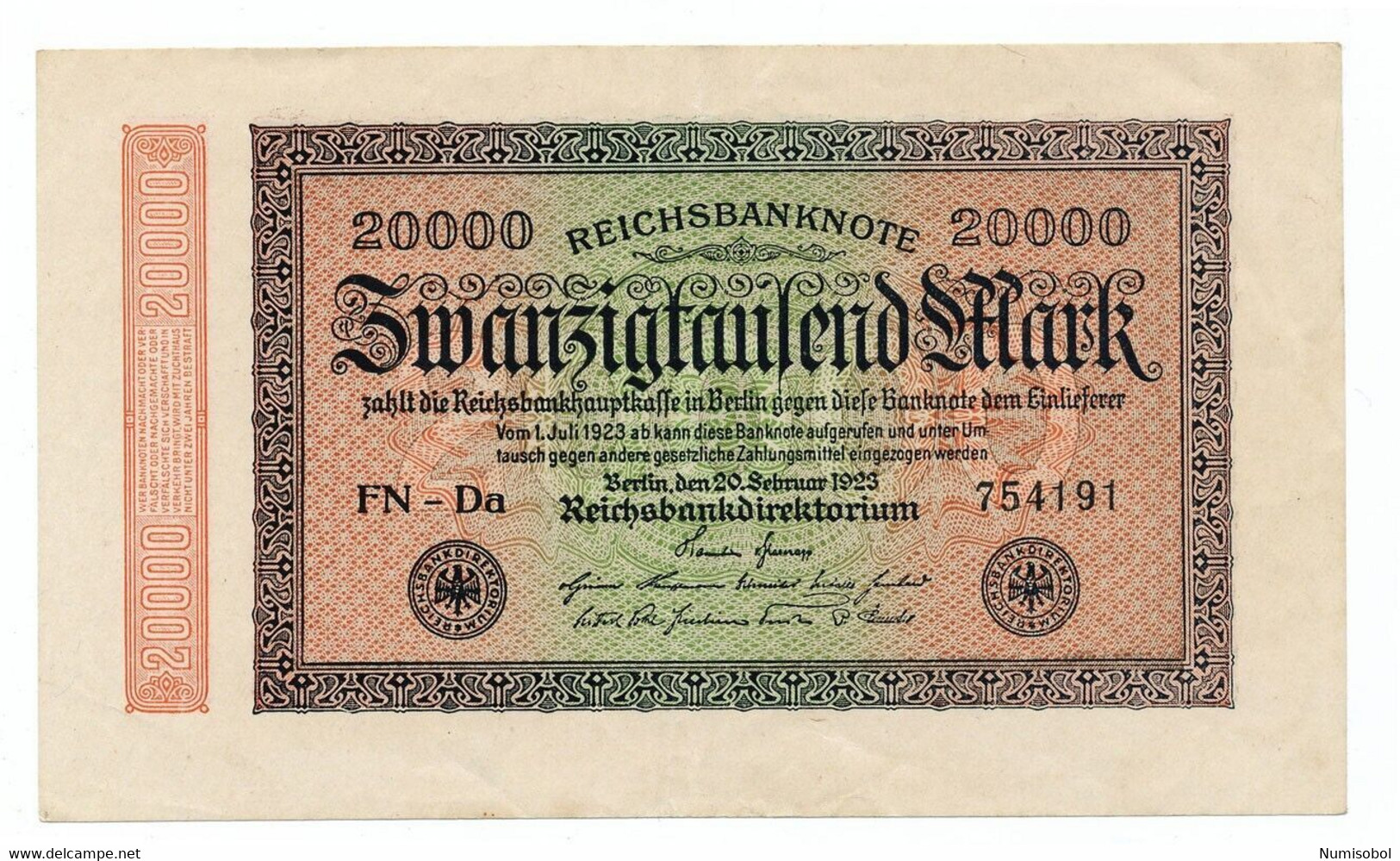 GERMANY, DEUTSCHLAND - 20 000 Mark 1923. P85 Ro84d (wellen). (D341) - 20000 Mark