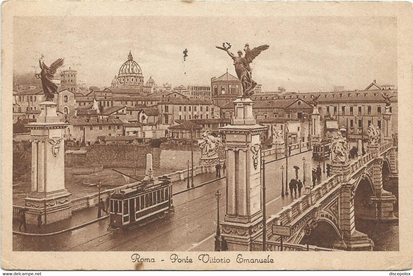 AC4145 Roma - Ponte Vittorio Emanuele - Tram / Viaggiata 1933 - Bridges