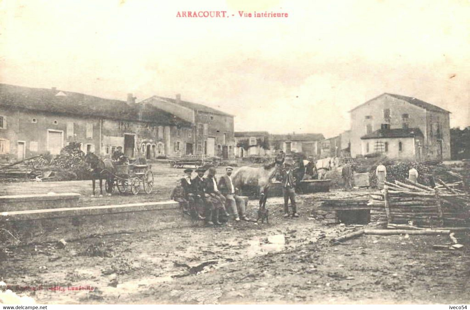 1917  Arracourt  " Vue Intérieure  "     ( Pour Urcay ) - Chateau Salins