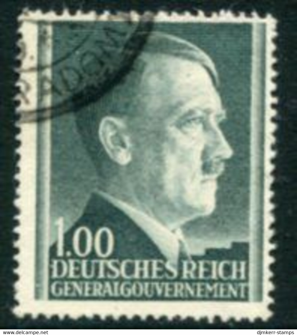 GENERAL GOVERNMENT 1942 Hitler Definitive 1.00 Zl. Perforated 14:14½ Used   Michel 86B - General Government