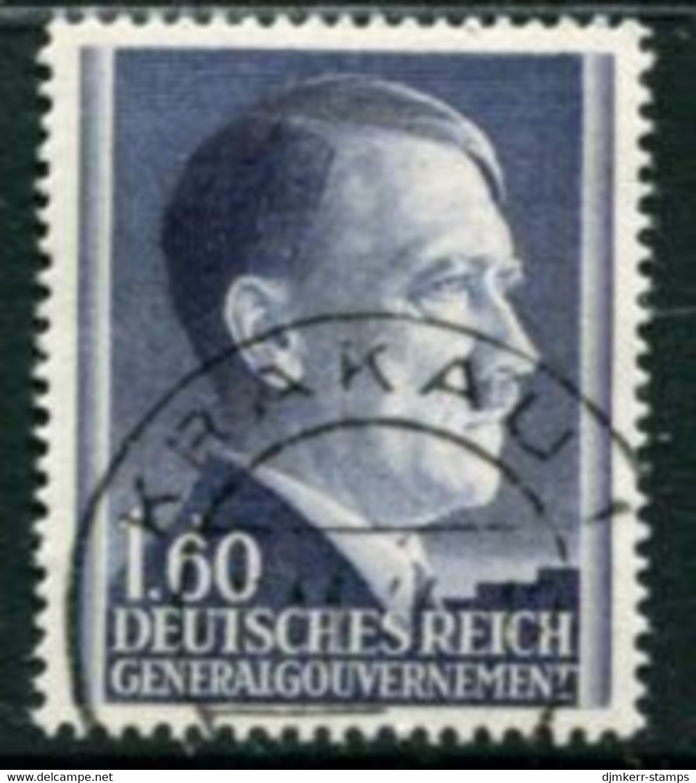 GENERAL GOVERNMENT 1942 Hitler Definitive 1.60 Zl. Perforated 14:14½ Used   Michel 88B - Gobierno General