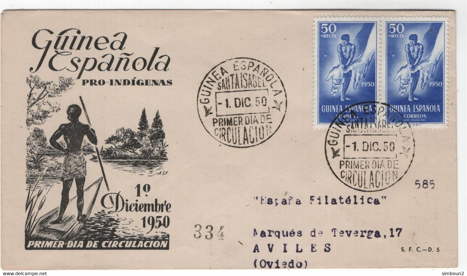 Guinee Espagnole / Spanish Guinea FDC 1950 - Guinea Española