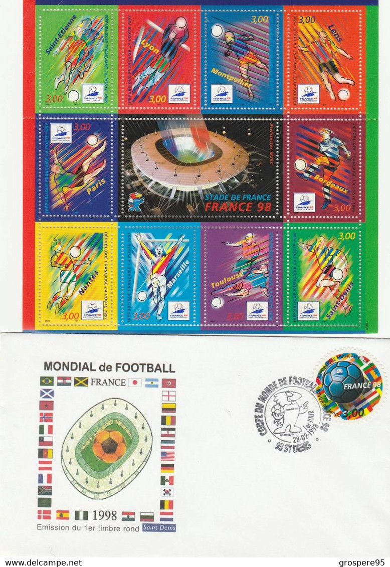 COUPE DU MONDE FOOTBALL 1998 CARTES+ EVELOPPES+ TIMBRES RARES - Autres & Non Classés