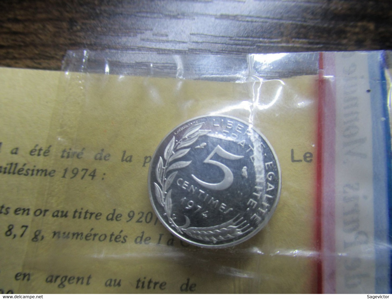 Piéfort 5 Centimes Ag  1974 + Certificat + Coffret - Essays & Proofs