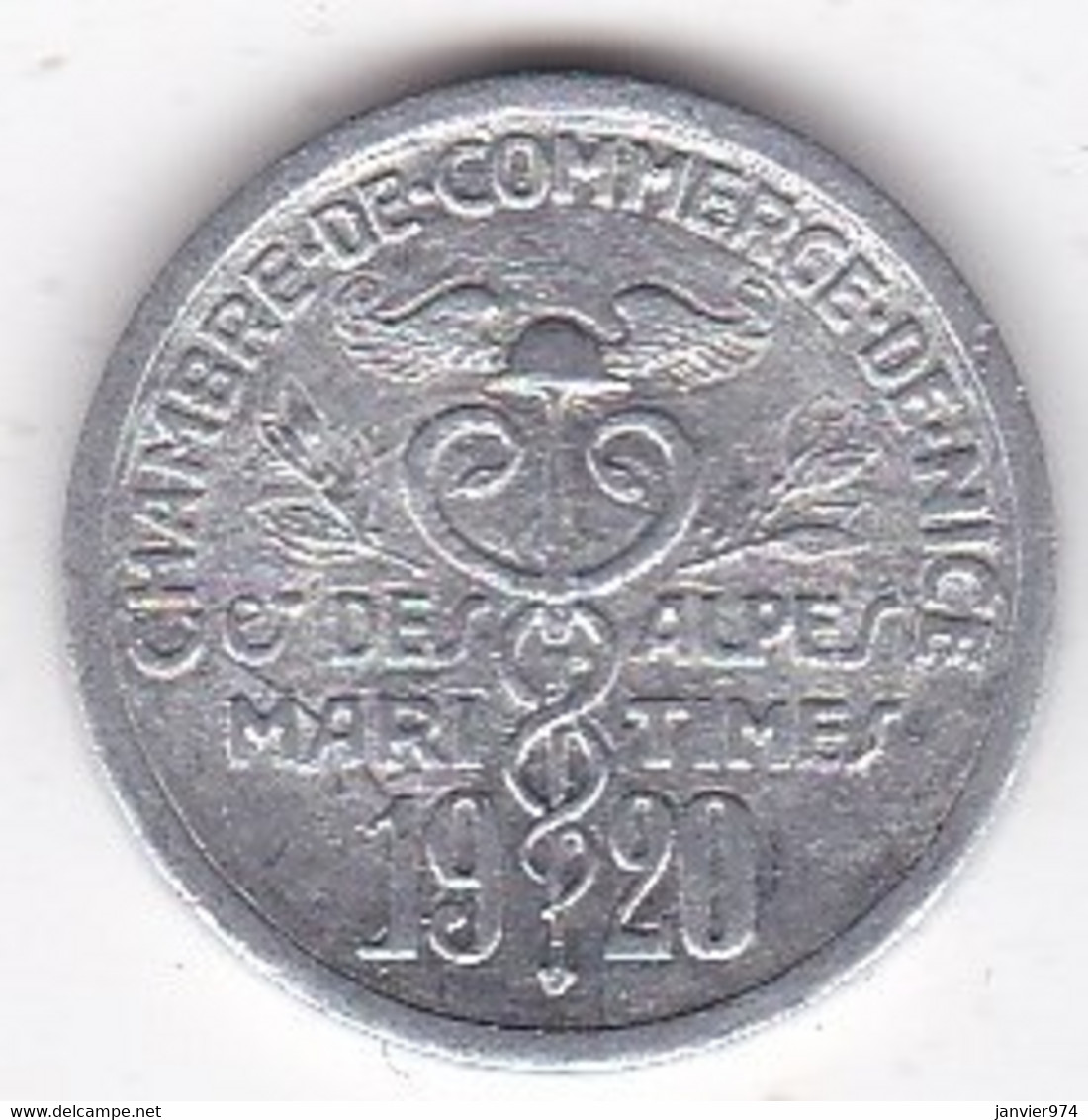 06 Alpes Maritimes Chambre De Commerce  De Nice 5 Centimes 1920, En Aluminium - Notgeld