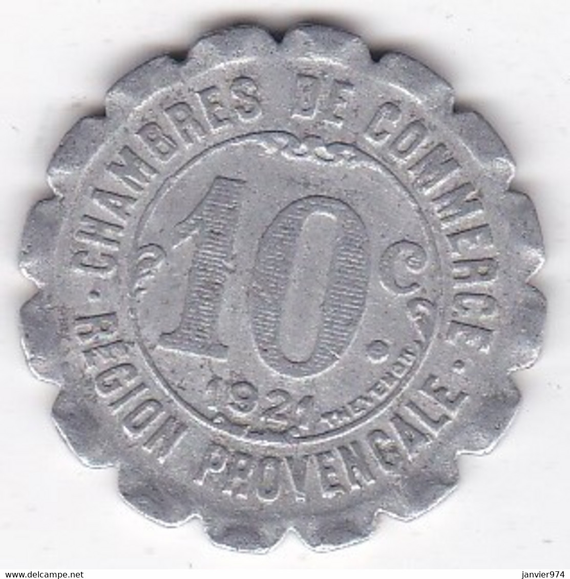 Région Provençale, Chambre De Commerce 10 Centimes 1921, En Aluminium - Monetary / Of Necessity