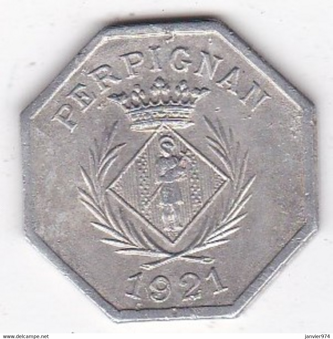 66. Pyrénées Orientales. Perpignan. Chambre Syndicale Des Commercants 10 Centimes 1921, En Aluminium - Monétaires / De Nécessité