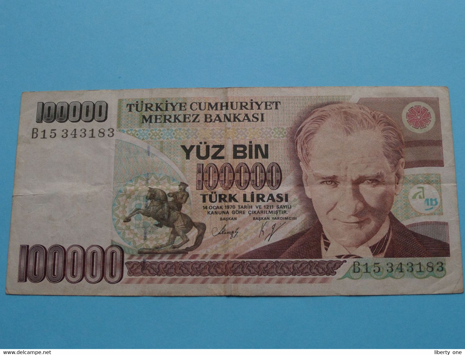 100.000 TürkLirasi - 1970 / 1991 ( B15343183 ) ( For Grade, Please See Scans ) Circulated ! - Turkey