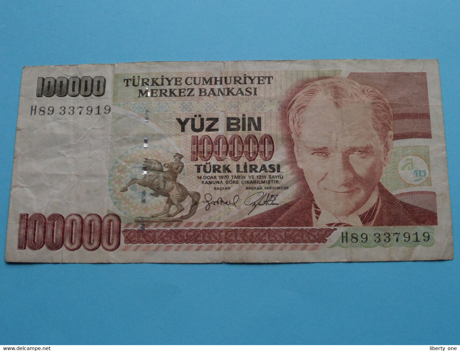 100.000 TürkLirasi - 1970 / 1991 ( H89337919 ) ( For Grade, Please See Scans ) Circulated ! - Turkey