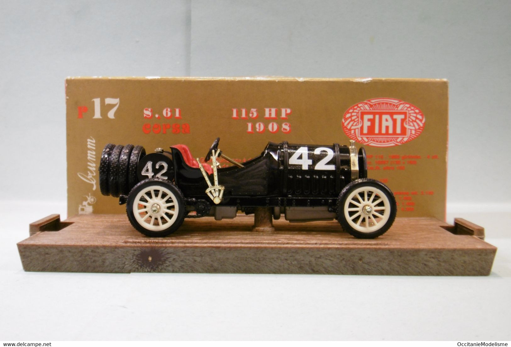 Brumm - FIAT 115 HP S.61 Corsa 1908 #42 Noir Réf. R17 BO 1/43 - Brumm