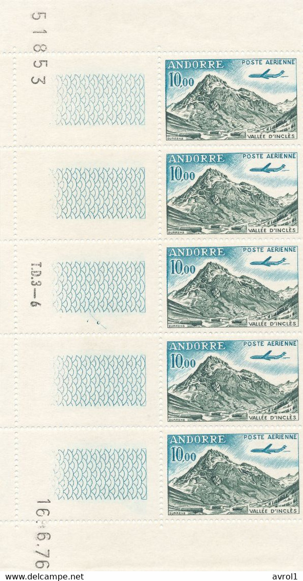 BLOC DE 5 N°8 NEUF XX    COIN DATE 16.06.76 - Poste Aérienne