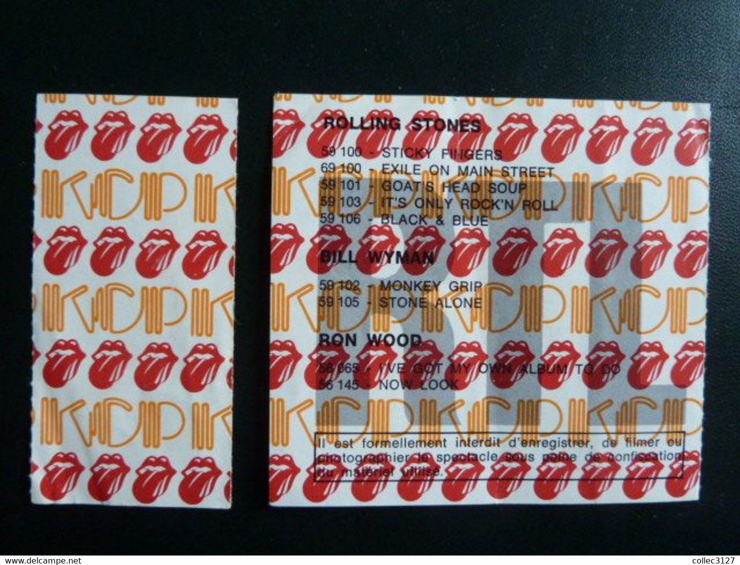 F28 - Les Rolling Stones Aux Abattoirs Pavillon De Pantin Paris 4 Juin 1976 - Billet D'entrée Et Contremarque (Nos Diff - Tickets De Concerts