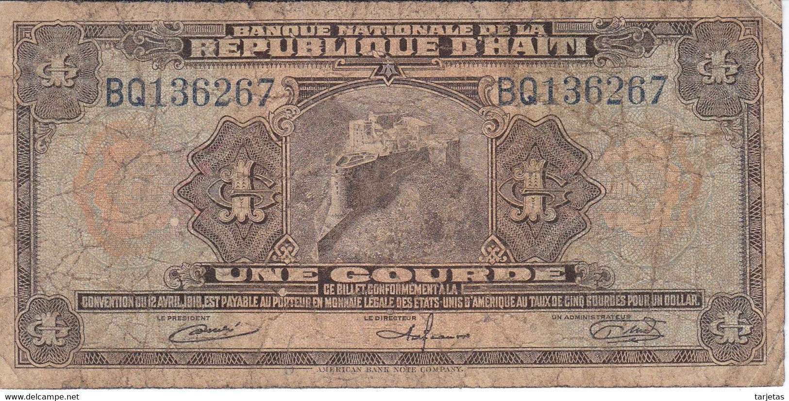 BILLETE DE HAITI DE 1 GOURDE DEL AÑO 1964 (BANK NOTE) - Haïti