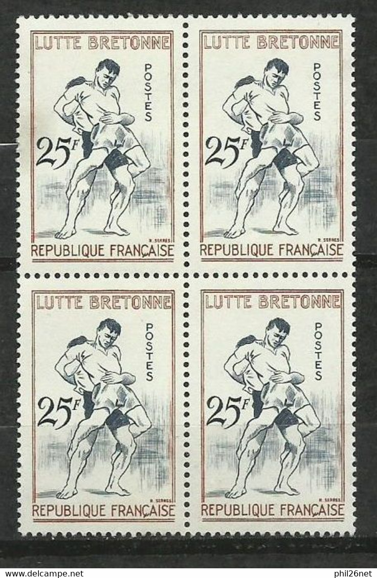 France N°1164  Lutte  Bretonne    Bloc De 4 Neufs  ( * )   B/TB    Voir   Scans   Soldé ! ! ! - Wrestling