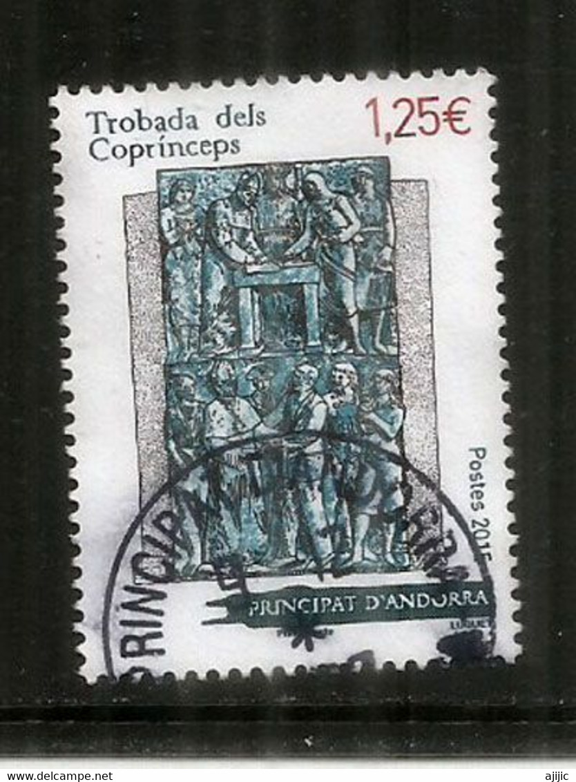 Paréages D'Andorre En1288 Avec Roger-Bernard III De Foix & Mgr Père D'Urg, Timbre Oblitéré 1 ère Qualitè (2015) - Used Stamps