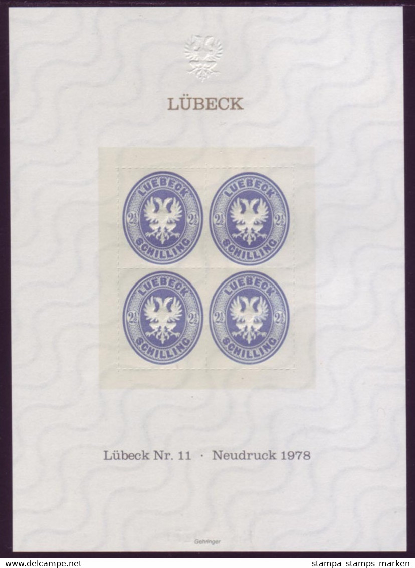 Altdeutschland Lübeck Neudruck 1978 Lübeck Nr. 11 4er Bl. Postfrisch/** MNH - Luebeck