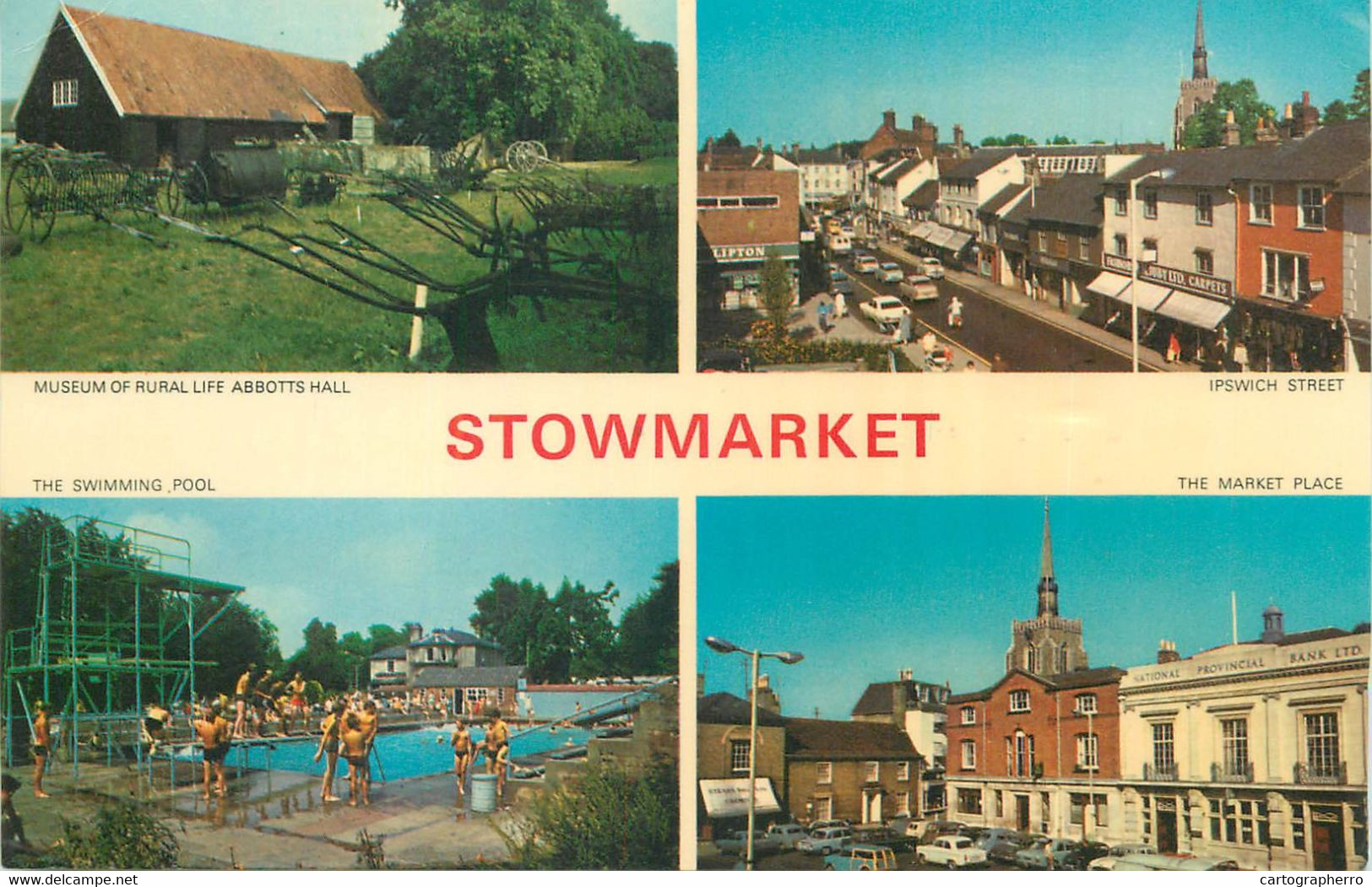 Postcard Uk England Stowmarket Multi View 1977 - Ipswich