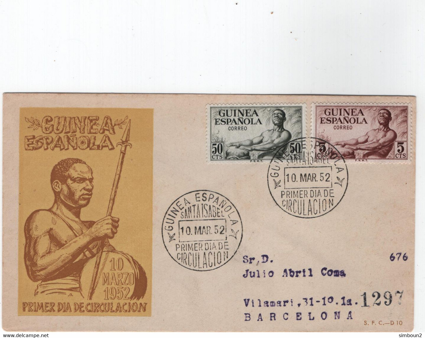 Guinee Espagnole / Spanish Guinea FDC 1952 - Guinea Española