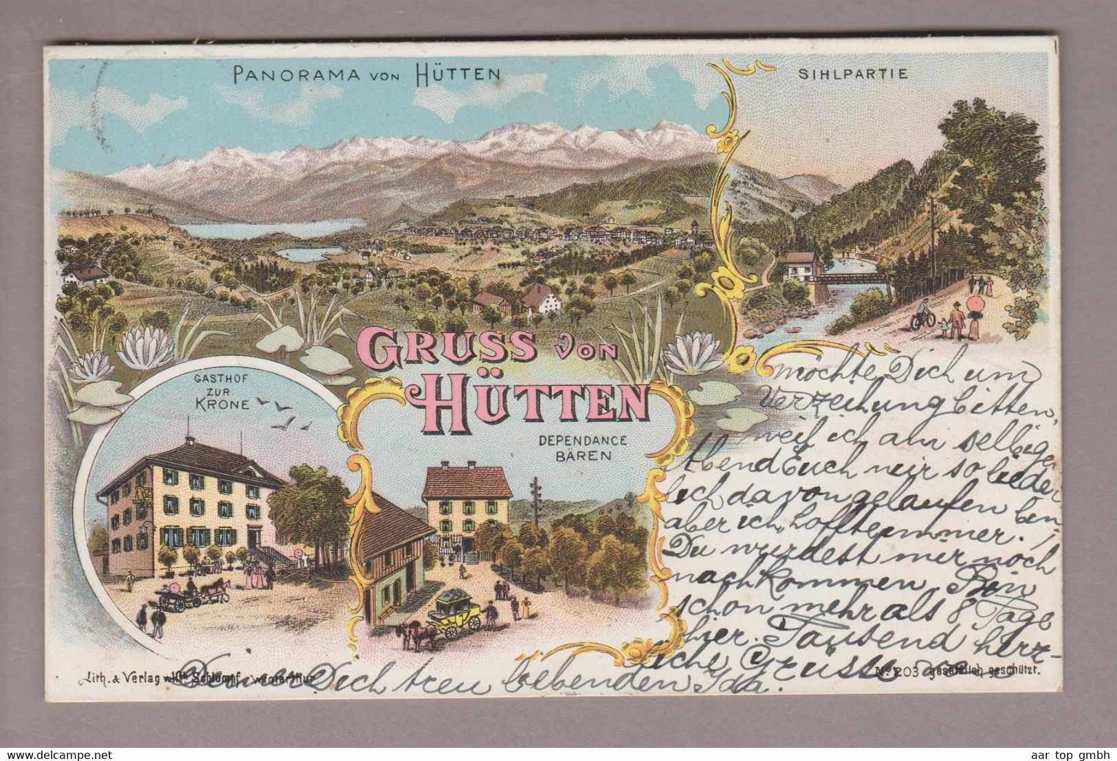 AK CH ZH Hütten 1902-06-22 Litho H.Schlumpf - Hütten