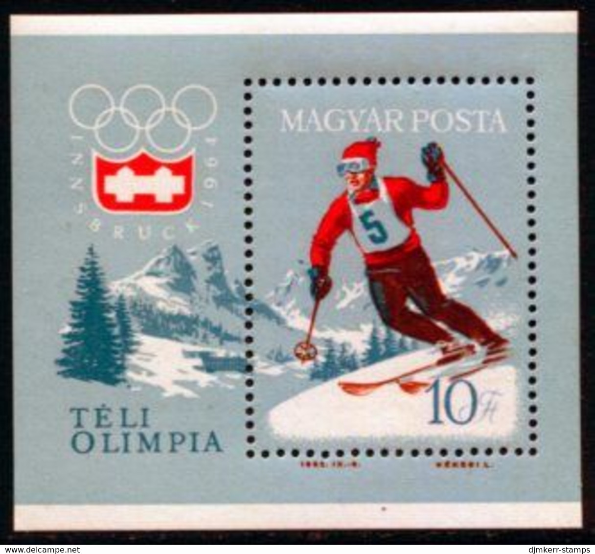 HUNGARY 1964 Winter Olympics  Block MNH / **.  Michel Block 40 - Nuovi