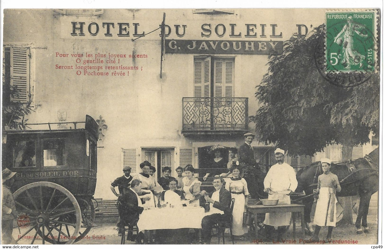 71    DAMEREY   HOTEL  DU  SOLEIL  D' OR  G. JAVOUHEY  LA   VRAIE  POCHOUSE  VERDUNOISE - Other & Unclassified