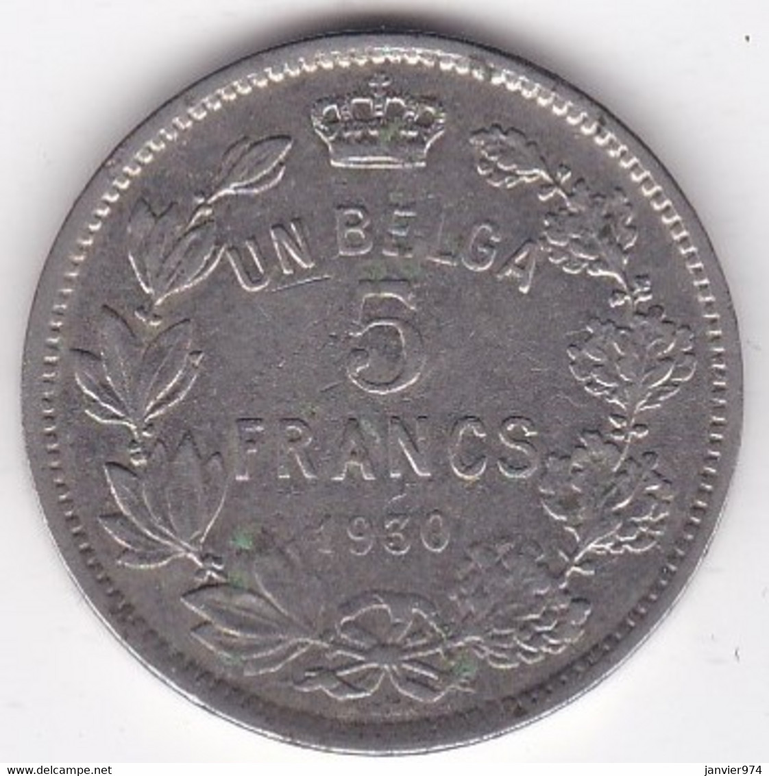 Belgique . 5 Francs 1930. Albert I, Position A , Légende Française , En Nickel - 5 Frank & 1 Belga