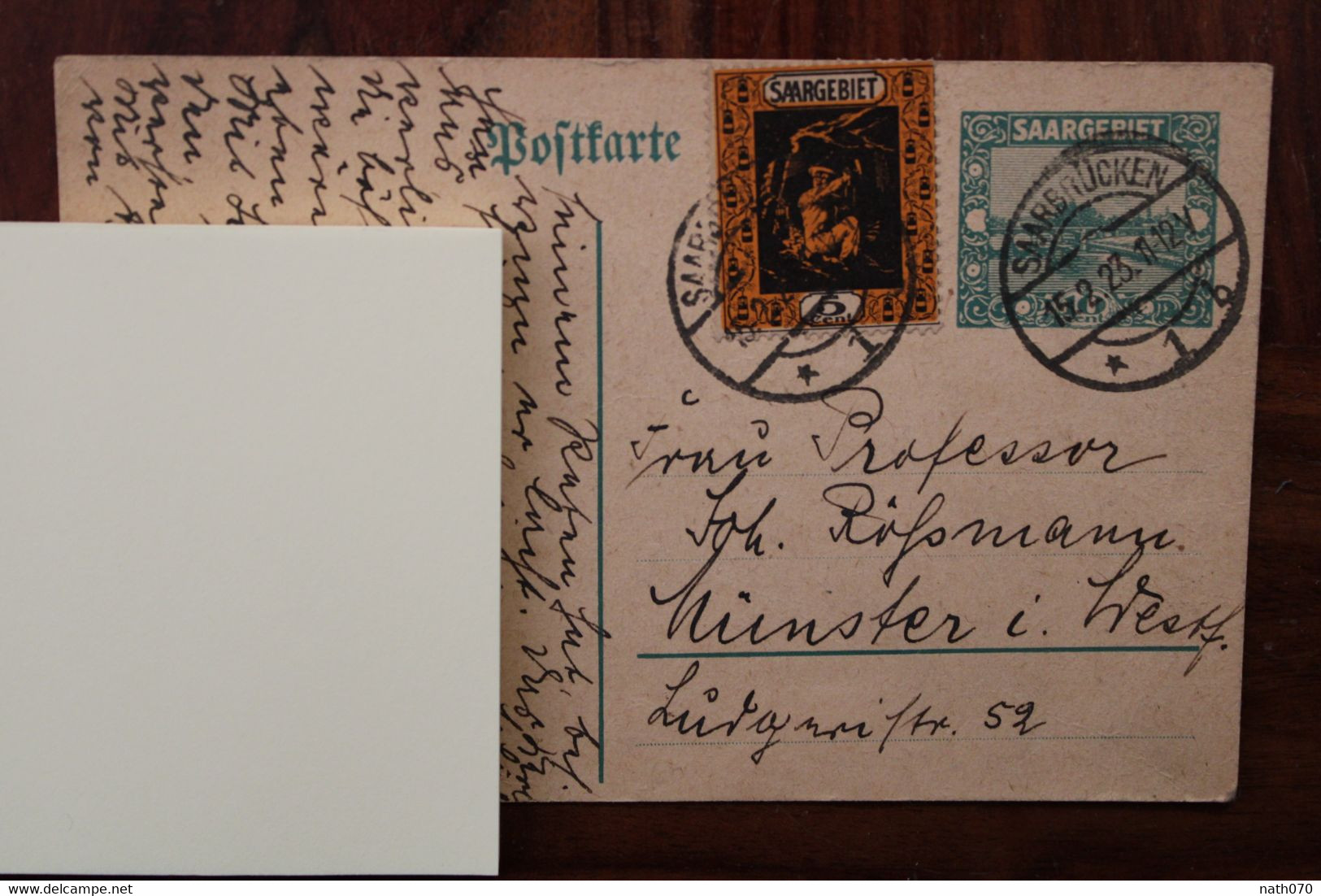 1923 SAAR Sarre Saarbrücken Deutsches Dt Reich Empire Allemand Germany Cover Saargebiet - Briefe U. Dokumente